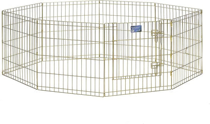 MidWest Homes for Pets 24-Inch Exercise Pen, for Indoor and Outdoor Use, 16 Sq Feet of Play, Single Door Folding Dog Pen, with Large Door Opening & Secure Latch, Easy to Set Up, Foldable Dog Playpen