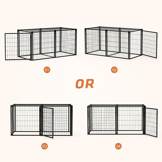 Aoowow Dog Crate for Small Medium Dogs, 63" Dog Kennel Indoor Puppy Dog Playpen with Top, Iron Heavy Duty Dog Cage,Black