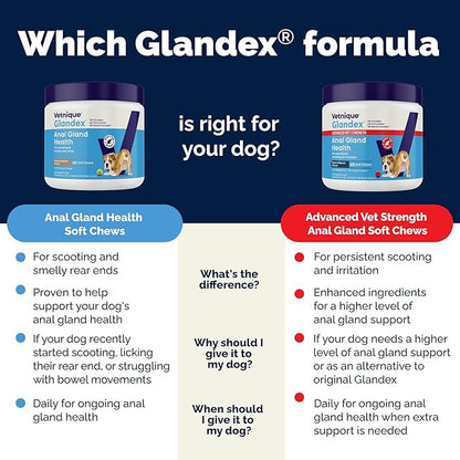 Vetnique Glandex Anal Gland Soft Chew Treats with Pumpkin for Dogs Digestive Enzymes, Probiotics Fiber Supplement for Dogs Boot the Scoot (30ct, Peanut Butter Chews)