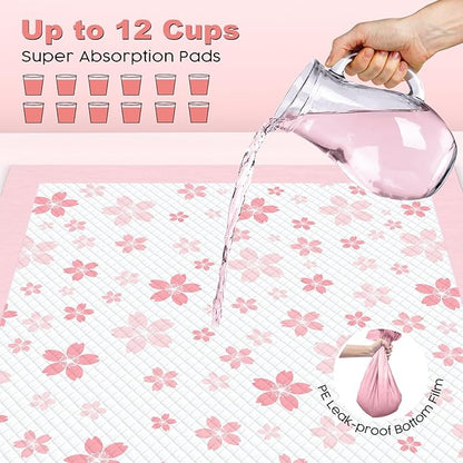 MIZOK 36x36in Puppy Pads Pink, Dog Pee Pads Leak-Proof with Quick-Dry Surface, Dog Pads Extra Large with Cherry Blossom Prints, Pee Pads for Dogs Super Absorbent (100 Count)