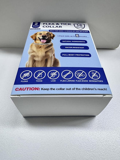 KOOSA Flea and Tick Collar for Dogs, 2 Packs Flea Collar for Dogs with Natural Essential Oils, Waterproof & Adjustable Flea and Tick Prevention Collar for Small Medium Large Dogs & Puppies, Grey