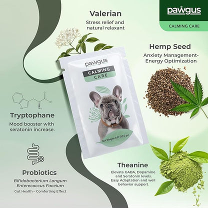 Calming Care Supplement for Dogs Canine 30 Sachets - Anxiety Relief and Stress Management, Relaxation Support, Emotional Stability, Sleep Quality Support, Long-Lasting Freshness