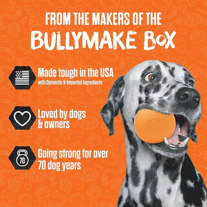 BULLYMAKE Orange Toss N' Treat Pie Toy for Dogs, Durable Rubber Dog Toys for Aggressive Chewers, Dental Stimulating, Treat Dispensing, Boredom Busting, Pet Supplies, Made in USA