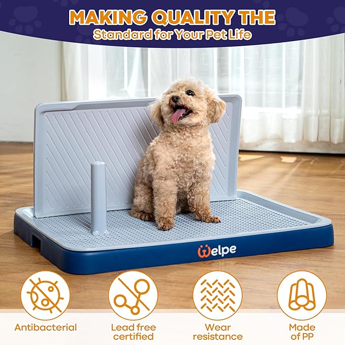 Welpe Dog Potty Tray with Pee Pad Holder - Perfect Indoor Potty Training Solution for Small and Medium Dogs. Say Goodbye to Messy Floors and Enjoy Stress-Free Training Success!
