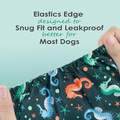 wegreeco Washable Male Dog Belly Band (Stylish Pattern)- Pack of 3 - Male Dog Belly Wrap, Dog Diapers Male (Marine Horse, Large)