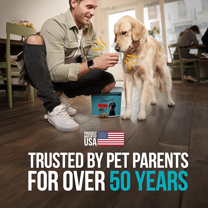 Stewart 100% Beef Liver Dog Treats, 12 oz Tub, ~270 Pieces, Freeze Dried Raw, Single Ingredient, 50% Protein Training Treats or Meal Topper, Grain Free, Gluten Free