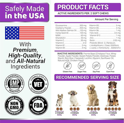 Dog Vitamins and Supplements - 240 Treats - Dog Multivitamin Chewable with Glucosamine - Senior & Puppy Multivitamin for Dogs - Hip & Joint Support - Immune Health, Skin, Heart, Digestion, Probiotics