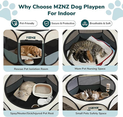 Dog Playpen, Portable Puppy Pet Crate Indoors for Small/Medium/Large Dogs Cats Rabbits, Foldable Dog Cage Enclosure for Outdoor, Pop Up Dogs Tent Kennel with Carrying Case, Grey