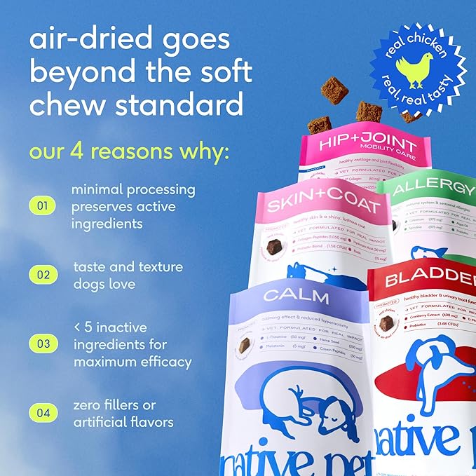 Native Pet Dog UTI Treatment - Cranberry Supplement for Dogs - Supports Normal Bladder Function, Urinary Tract & Kidney Health - Real Cranberry Extract, D-Mannose & Probiotics - Air-Dried - 30 Chews