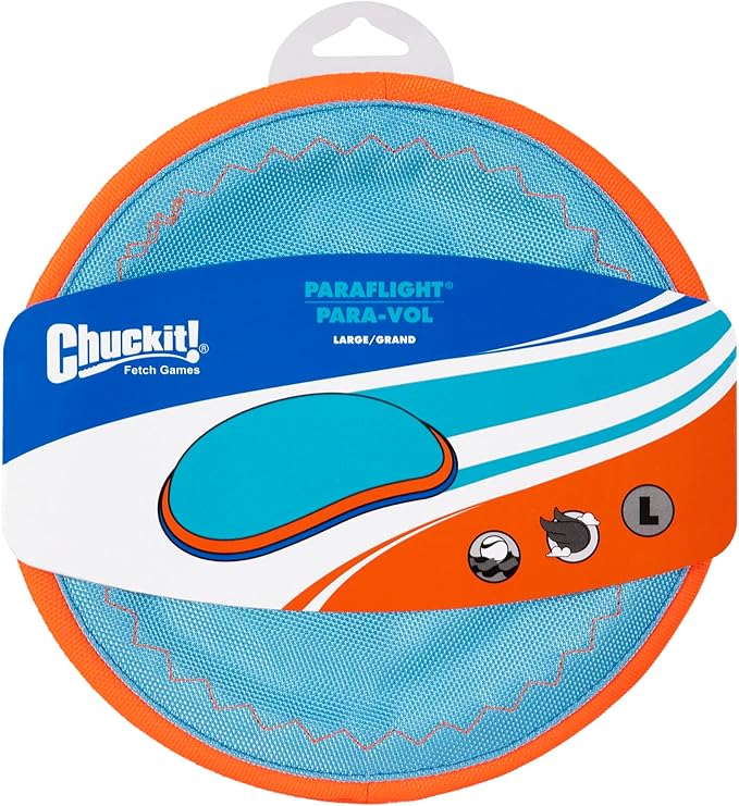 Chuckit! Paraflight Flying Disc Dog Toy - Water Floating Flyer - Durable Nylon Construction with Soft Rubber Edges - for Medium and Large Dogs - Size Large - 9.75" L x 9.75" W -,1 Count (Pack of 4)