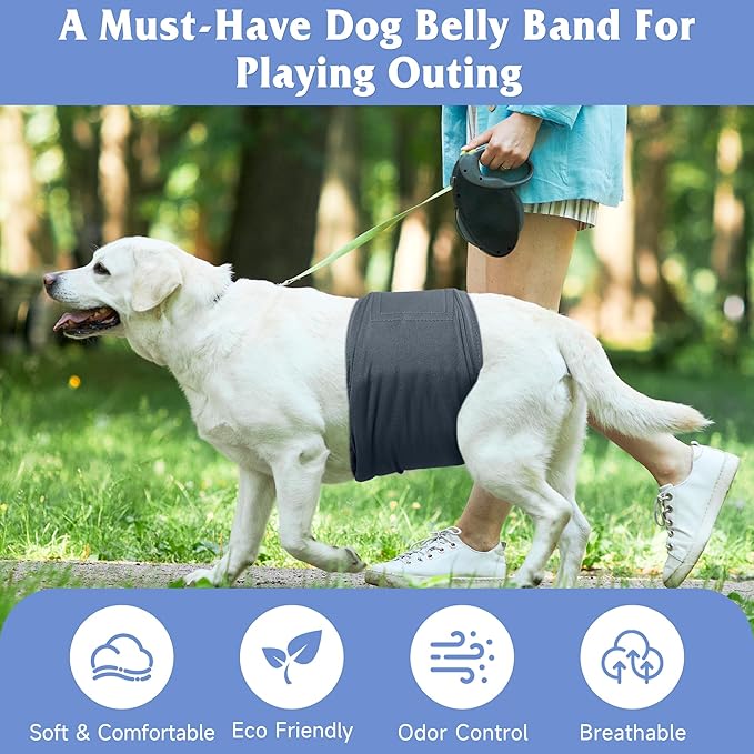 5 Pack Dog Diapers Male Reusable, Premium Belly Bands for Dogs, High Absorbing Male Dog Pee Wraps for Doggie in Incontinence or Excitable Urination and Training Black L