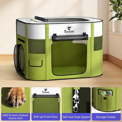 Pawaboo 2-in-1 Pet Playpen for Dog Cat, Portable Puppy Playpen with 600D Oxford, Divisible Pet Tent for Indoor and Outdoor Travel Use of Kitten and Puppy, Foldable Dog Enclosure