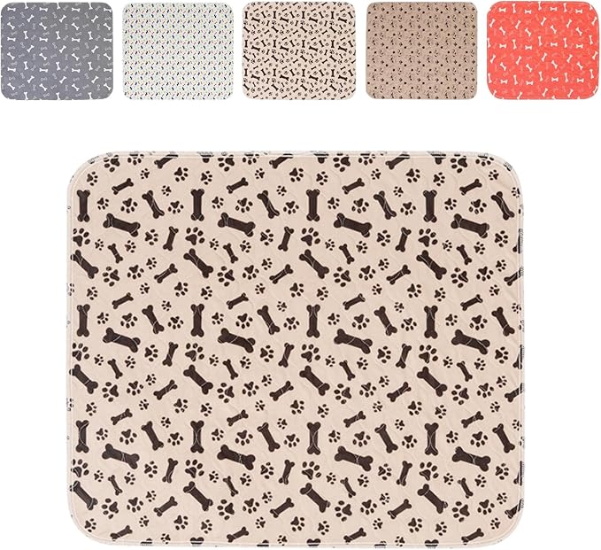 Puppy Pads with Pheromones,Forever Pad,Washable Pee Pads for Dogs,Reusable Pee Pads for Dogs,Waterproof and Leak-Proof,Non-Slip Base Training Pads Suitable for Home and Dog Crates(Brown Bones,M)
