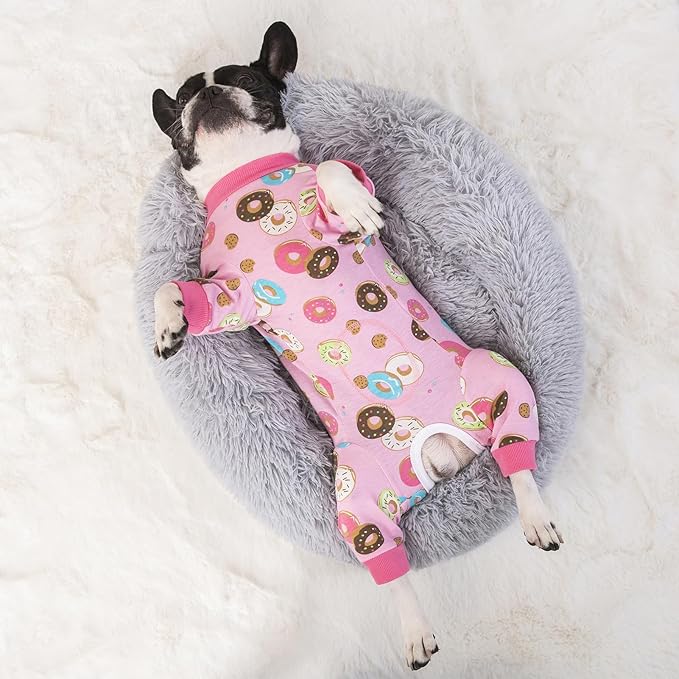 Dog Surgery Recovery Onesie, Dog Pajamas Long Sleeve for Female & Male Dogs, Small Dogs Abdominal Wound Bandages Surgical Suit, Cat Recovery Suit for Shedding Skin Disease