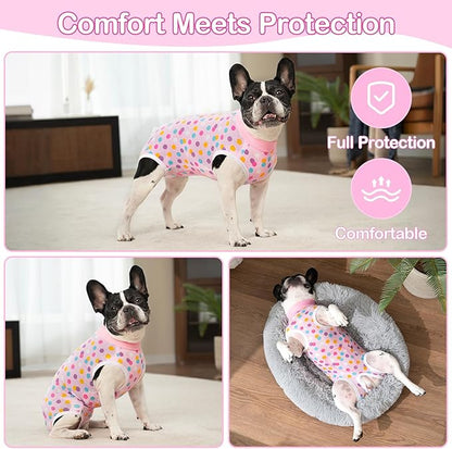 Coppthinktu Recovery Suit for Dogs After Surgery, Dog Onesie Surgery Recovery Suit for Female Spay, Soft Surgical Pajamas Bodysuits for Puppy to Prevent Licking Dog Cone Alternative Dots XL