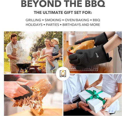 Smoker Gloves and Meat Claws | No.1 Heat Resistant BBQ Grill Gloves | Meat Shredder Claws | Thermometer | Silicone Smoker Oven Mitts & Pulled Pork Shredders | Barbecue, Grilling, Smoking, Shredding