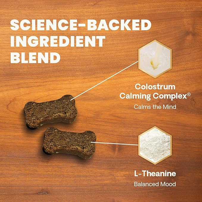 VetriScience Clinically Tested Composure Calm & Confident Chews - Supplement for Dogs with Anxiety, Stress & Fear with L-Theanine for Thunderstorms, Fireworks or Travel, Bacon, 60 Count