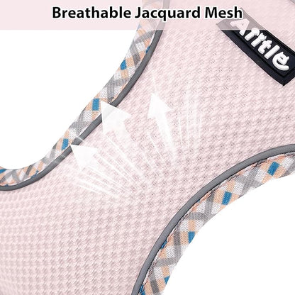 AIITLE Escape-Proof Dog Harness - Extra Soft Jacquard Fabric with Moisture-Wicking Lining, Adjustable Fit for Boston Terrier, Pekingese - Running, Playdates, Outdoor Adventures (Blue-Pink, L)