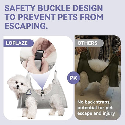 Loflaze Dog Grooming Hammock Harness for Dogs & Cats with Pet Nail Clipper Trimmer - Cat Hanger Sling for Trimming Clipping Nails- Dog Hammock Restraint Bag for Small Medium Large pet （ Purple S）