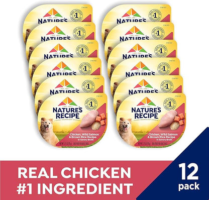 Nature's Recipe Wet Dog Food, Chicken & Wild Salmon in Broth Recipe, 2.75 Ounce Cup (Pack of 12)
