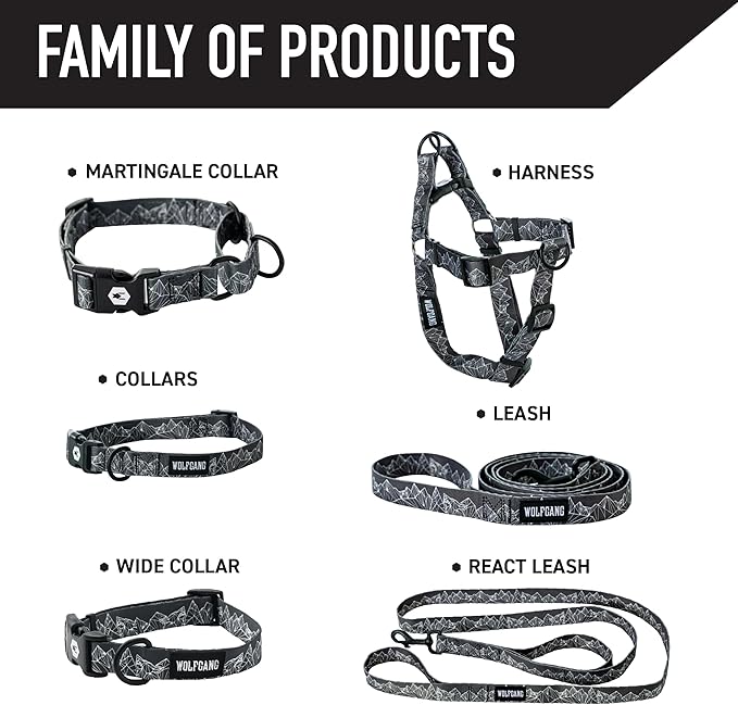 Wolfgang Heavy Duty Martingale Dog Collar with Quick Release Nylon Buckle for Walking & Training, WolfMountain Print, Large
