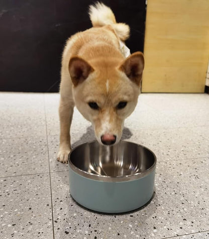 WENBOKMIN Dog Bowl, Stainless Steel Dog Food and Water Bowl with Non Slip Quiet Bottom, Easy to Clean, Dishwasher Safe, 64oz, Light Grey