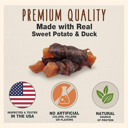 Cadet Gourmet Sweet Potato & Duck Wraps Limited-Ingredient Dog Chews, Healthy and Natural Training Treats for Small and Large Dogs, 14 oz