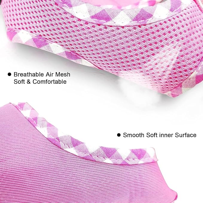 SuperBuddy Upgraded Soft Mesh Dog Harness, Super Breathable Lightweight Pet Harnesses for Puppy Dogs Outdoor Walking, Pink Dog Harness -Small