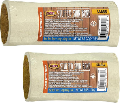 Cadet Stuffed Shin Bone for Dogs - Long-Lasting Chicken Flavored Dog Chew Bone for Aggressive Chewers - Supports Dog Dental Health, Large (1 Count) (Pack of 2)