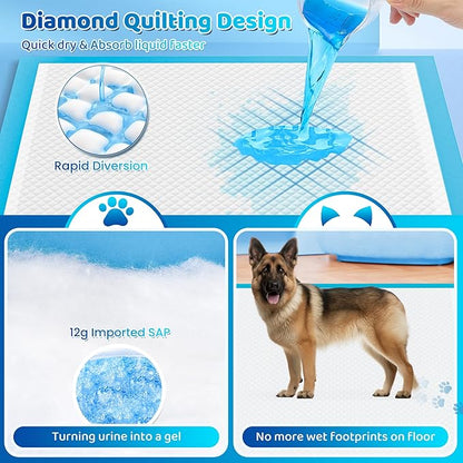 Upgrade Leak-Proof Pet Training and Puppy Pads, Jumbo Pee Pads for Dogs with Thicken Polymer Heavy Absorbency, Quick Dry Disposable Pee Pads for Cats Dogs (30, Regular 30''x36'')