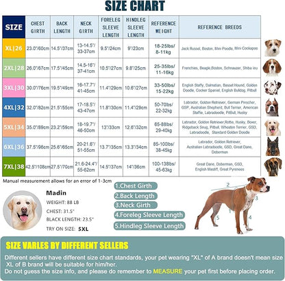 Yeapeeto Dog Onesie Surgery Recovery Suit for Large Medium Bodysuit Dogs Pajamas PJS Full Body for Shedding, Prevent Licking, Wound Protection, Cone Alternative… (Red Pink, 2XL)