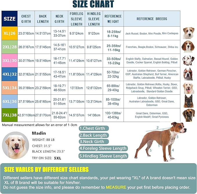 Yeapeeto Dog Onesie Surgery Recovery Suit for Large Medium Bodysuit Dogs Pajamas PJS Full Body for Shedding, Prevent Licking, Wound Protection, Cone Alternative… (Red Pink, 3XL)