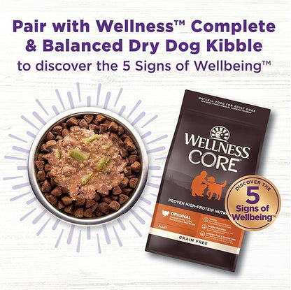Wellness Bowl Boosters Hearty Topper Wet Dog Food for Small, Medium, and Large Breeds, Grain Free, Natural, Beef and Green Beans Recipe, 5.5 oz, Pack of 12