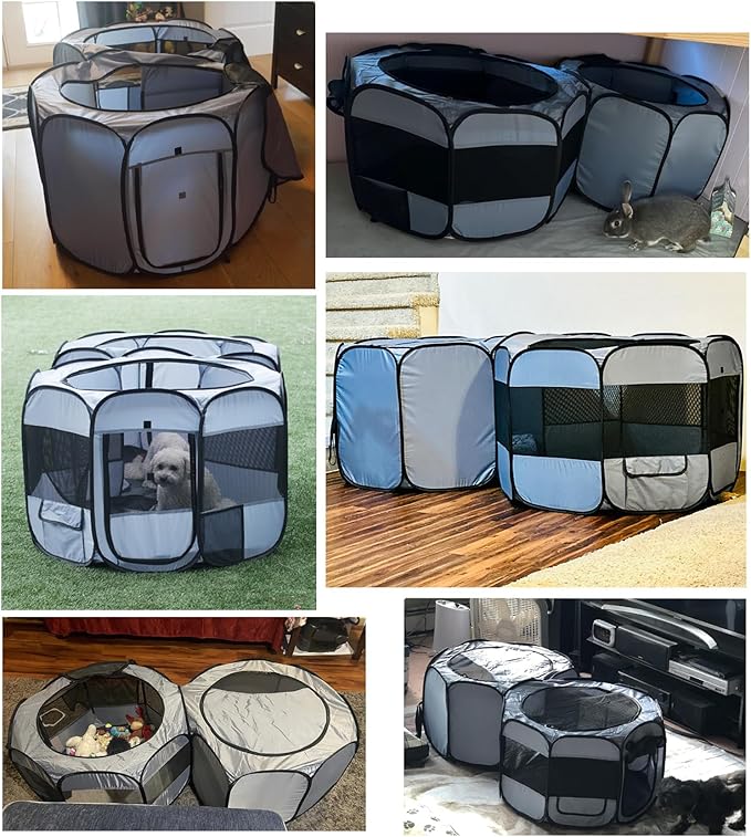 EighteenTek® XLarge 2-in-1 Pop up Dog Playpen, Assembly-Free, with Leakproof Pet Pee Pads,Portable Foldable Cat Tent Enclosure Indoor Outdoors Puppy Kittens Small Animals Crates (M, 72" Lx36 Wx24 H)