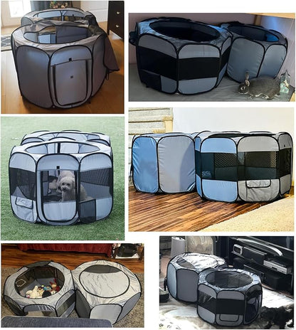EighteenTek® XLarge 2-in-1 Pop up Dog Playpen, Assembly-Free, with Leakproof Pet Pee Pads,Portable Foldable Cat Tent Enclosure Indoor Outdoors Puppy Kittens Small Animals Crates (M, 72" Lx36 Wx24 H)