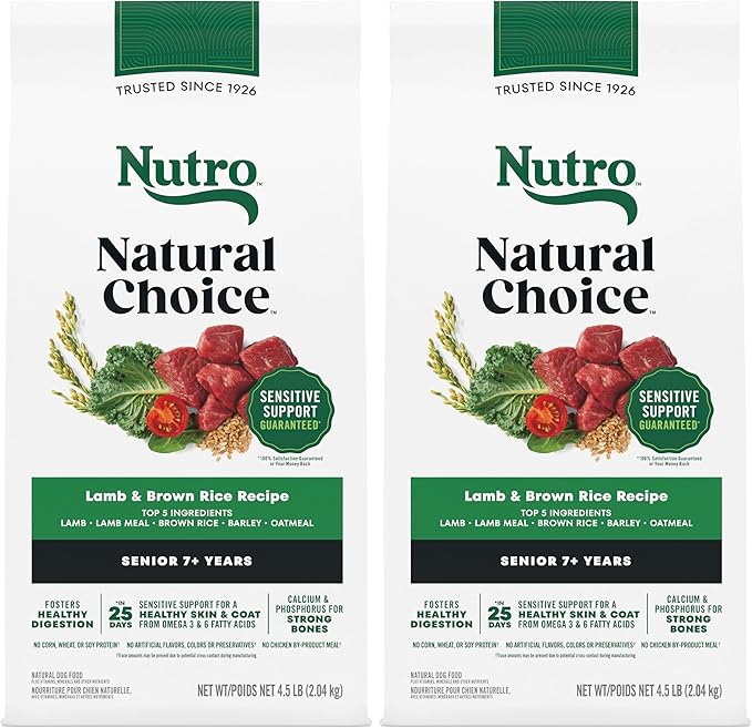 Nutro Natural Choice Senior Dog Food, Lamb & Brown Rice Recipe, 4.5 lb. Bag (Pack of 2)