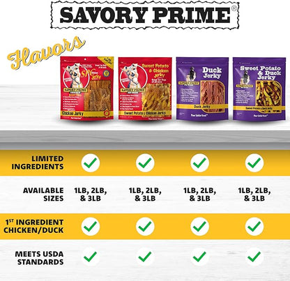 Savory Prime Sweet Potato & Duck Jerky Wrap Dog Treats, Made with 100% Real Duck Breast, Farm Raised, Rawhide Free, Healthy, Easily Digestible, Limited Ingredient, 2 Pounds (Pack of 1)