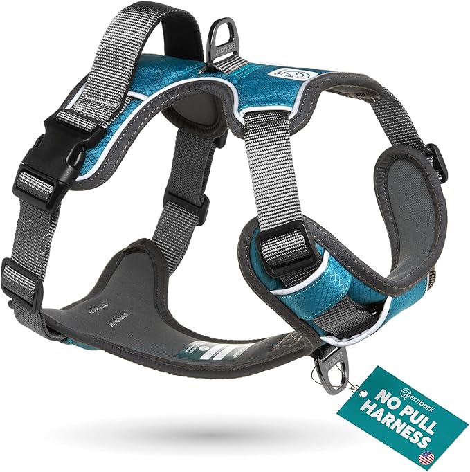 Embark Adventure XL Dog Harness – No-Pull, Reflective Trim, Military-Grade Nylon, 2 Leash Clips with Gel-Lined Handle, Soft & Padded