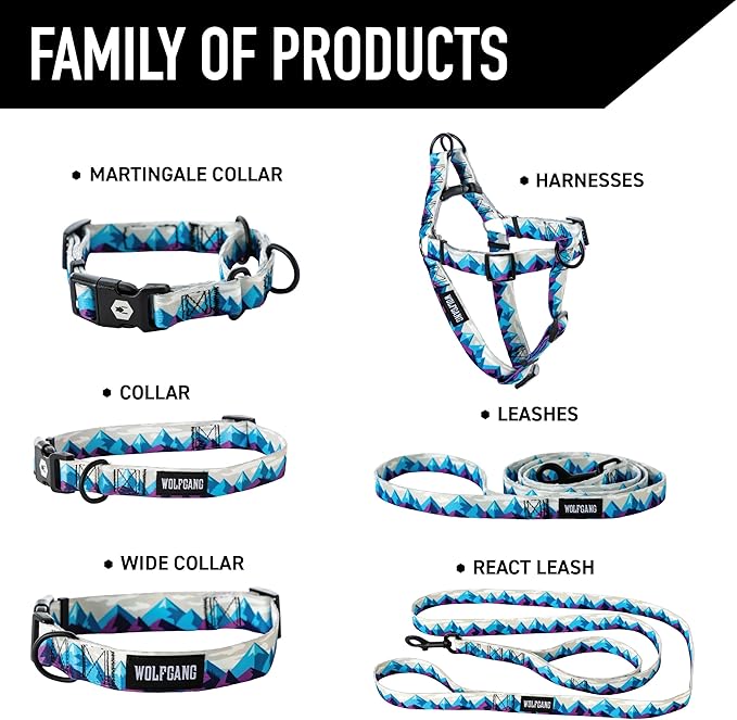 Wolfgang Heavy Duty Martingale Dog Collar with Quick Release Nylon Buckle for Walking & Training, RockyPeaks Print, Medium