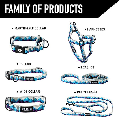 Wolfgang Heavy Duty Martingale Dog Collar with Quick Release Nylon Buckle for Walking & Training, RockyPeaks Print, Medium