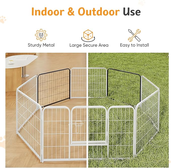 NEWBULIG Dog Playpen for Indoor 40 Inch 2 Panels - Portable Heavy Duty Metal Pet Exercise Pen, Foldable Small Medium Large Dog Puppy Playpen Fence for Outdoor RV, Camping, Yard, Garden