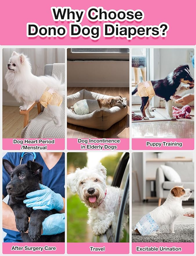 Dono Dog and Cat Diapers Female-40PCS, Disposable Female Dog Period Diapers for Heat with Wetness Indicator, Super Absorbent Doggie Puppy Female for Elderly Disabled Dogs Diaper