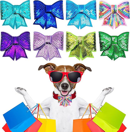 PET SHOW Small Dog Collar Charms Bowties for Cats Rabbits Slide on Puppies Medium Dog Collars Attachment Flower Bows Pet Bowknot Valentines Grooming Costumes Accessories