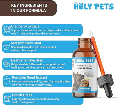Natural UTI Medicine for Cats & Dogs, Urinary Tract Infection Treatment, Antibiotic Supplement for Pets - Helps with Bladder & Kidney Health, Flow, PH & Overall Function - All Natural