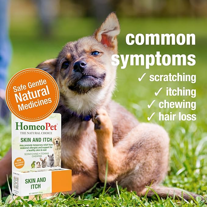 HomeoPet Skin and Itch, Safe and Natural Itch Relief for Dogs and Cats, Coat and Skin Soother for Pets, 15 Milliliters