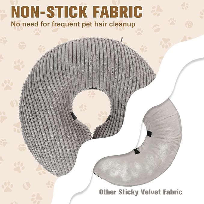 BINGPET Inflatable Dog Cone Collar Alternative After Surgery, Soft Recovery Cone for Dogs to Stop Licking, Blow up Protective Neck Donut ECollars Adjustable for Large Medium Small Puppy Pet, Grey L