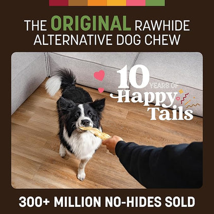 Earth Animal No Hide Strips - Natural Rawhide Free Dog Chew Strips, Pork - 16 Count