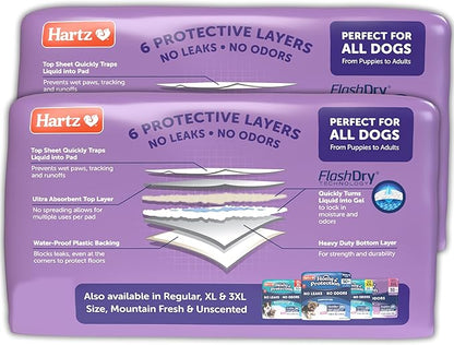 Hartz Home Protection Super Absorbent Odor Eliminating Lavender Scented No Leaks Dog Pads, XXL 80 Count