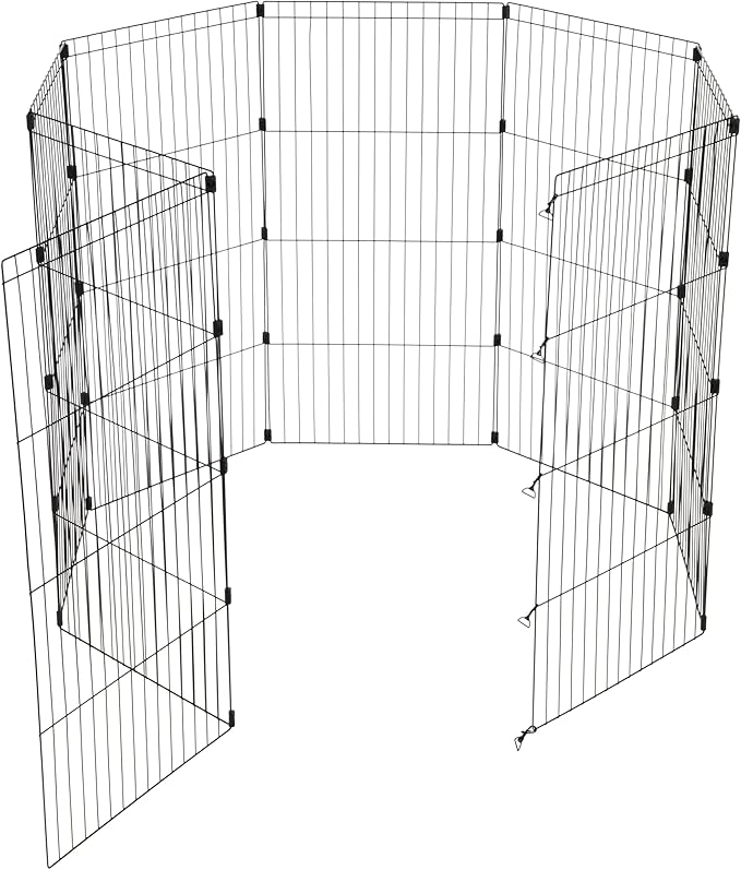 IRIS USA 48" 8-Panel Metal Pet Dog Puppy Playpen, Indoor/Outdoor Dog Fence, 58 x 58 x 48, Foldable, Customizable, Black