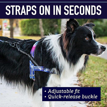 Leash Boss No Pull Dog Harness, Easy Walk for Small, Medium, and Large Pets, Reflective with Rear and Front Clip Attachment (Wave Pattern, Medium)